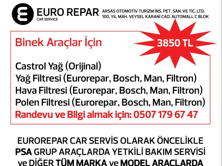 ARSAŞ OTOMOTİV EUROREPAR CAR SERVİSİ