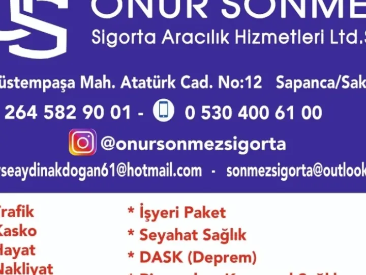 Onur Sönmez Sigorta Aracılık Hizmetleri