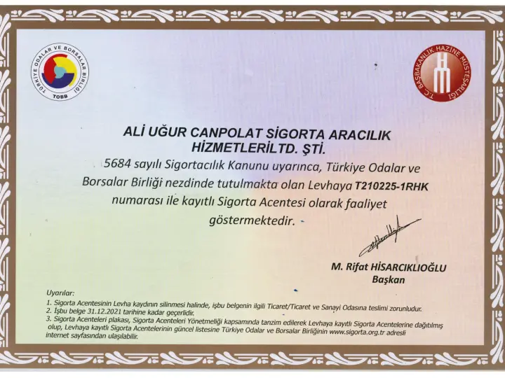 Sigorta Sarız Acentesi Ali Uğur CANPOLAT Sigorta Aracılık Hizmetleri Ltd.Şti. Sarız