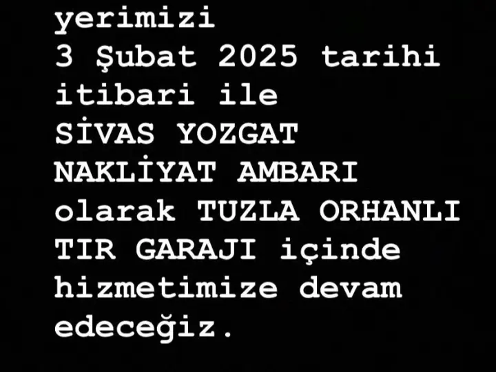 Sivas Yozgat Nakliyat Ambarı / ORHANLI